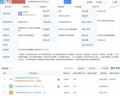 鵬輝能源布局河南，成立新能源科技公司專注電子專用材料研發